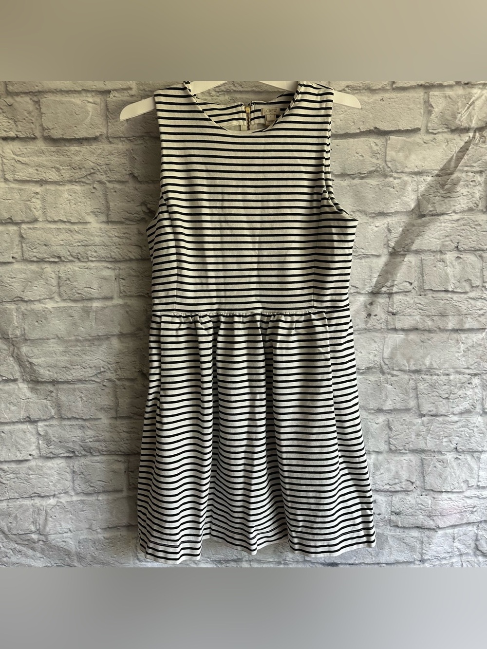 PREOWNED J. CREW BLACK WHITE STRIPE TANK DRESS WOMENS LARGE L